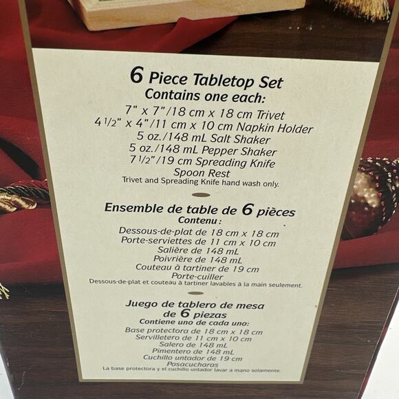 VTG Corelle Holiday Tabletop Set Christmas Spoon Rest Napkin Holder Salt Pepper - Picture 3 of 5